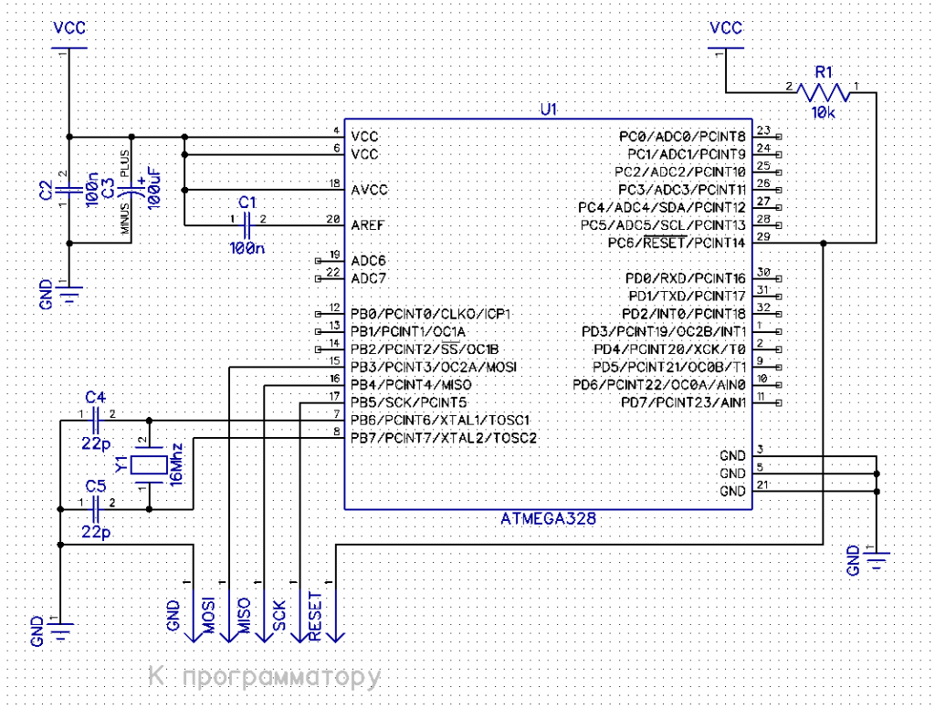 Atmega8515 схема включения