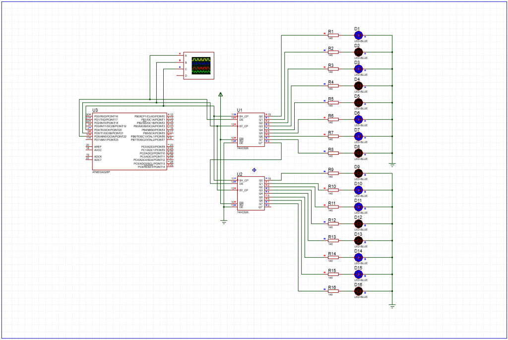 Пример работы сдвиговых регистров на arduino